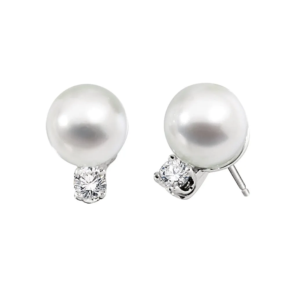 Classic Pearl and Diamond Earrings
