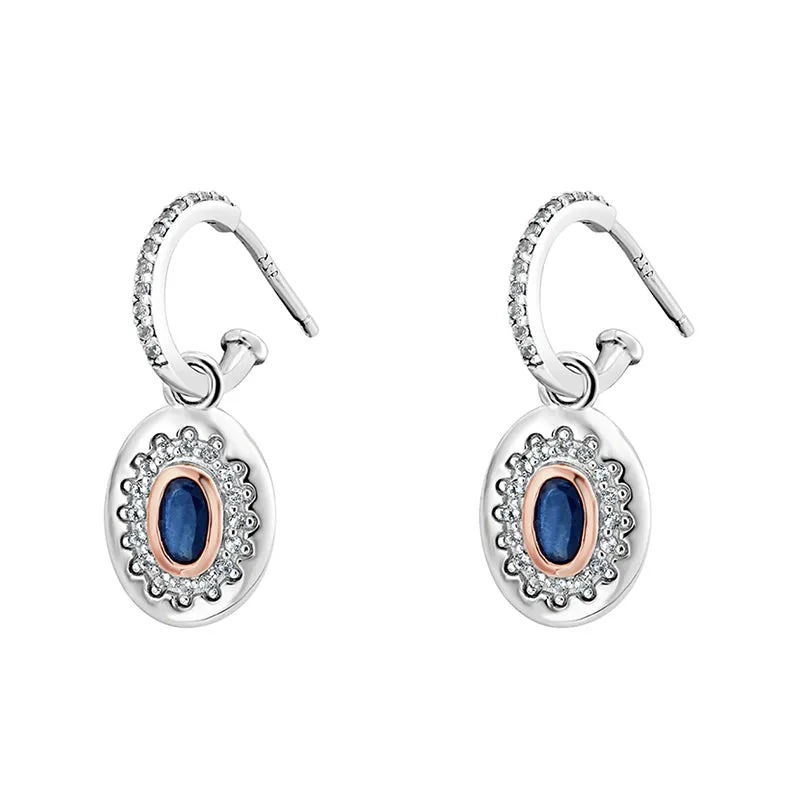 Clogau Princess Diana Sterling Silver Sapphire Drop Earrings