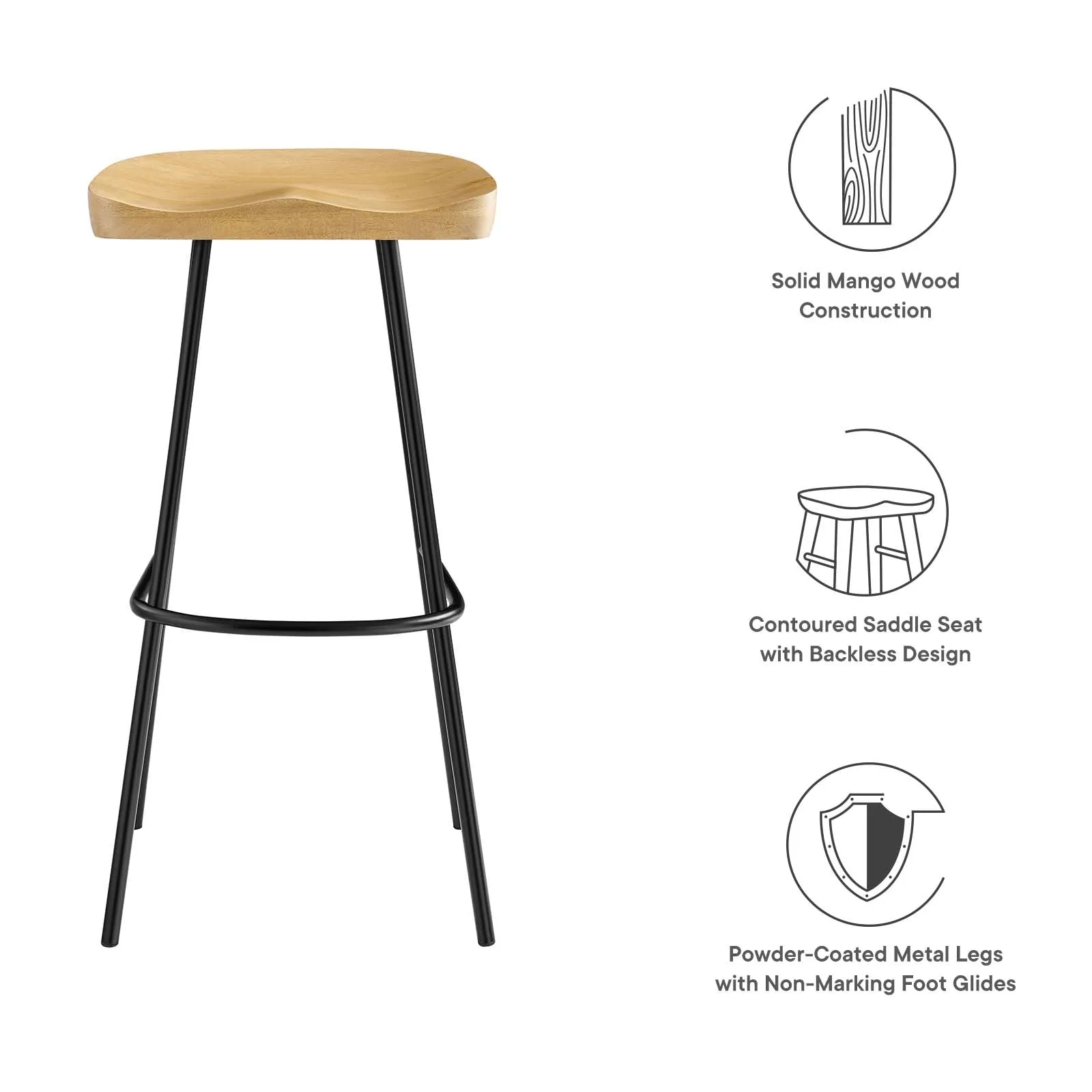 Concord Backless Wood Bar Stools - Set of 2 By Modway - EEI-6742