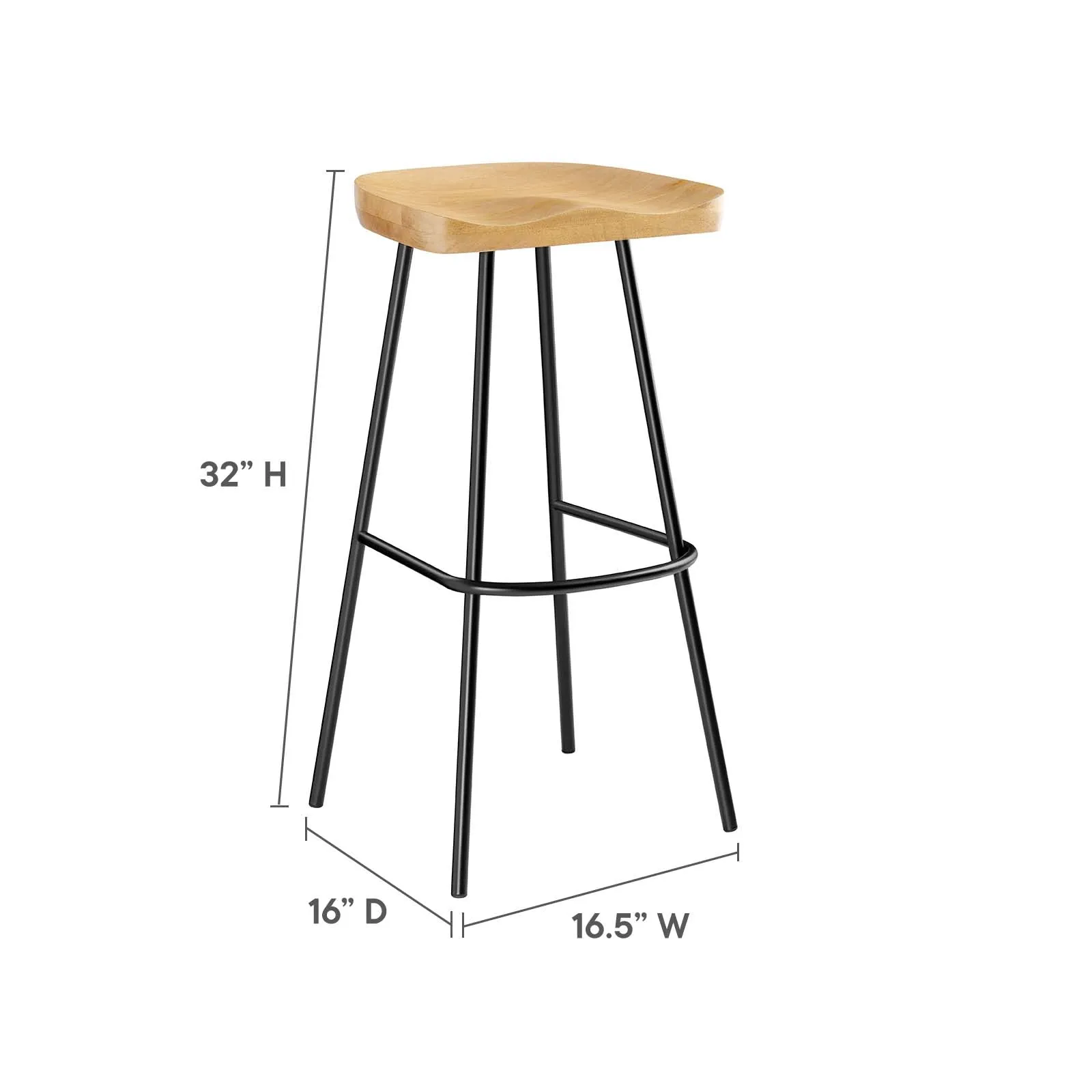 Concord Backless Wood Bar Stools - Set of 2 By Modway - EEI-6742