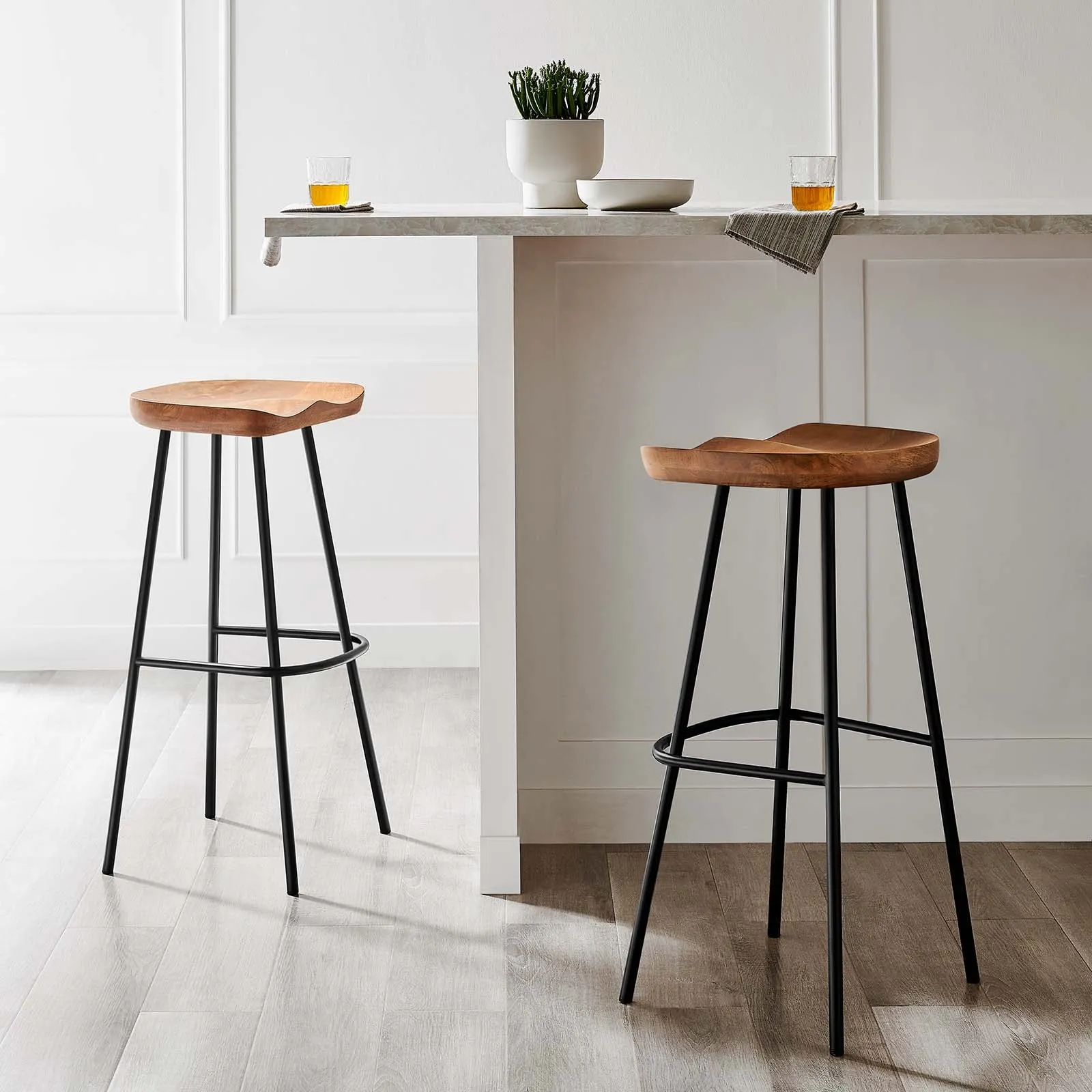 Concord Backless Wood Bar Stools - Set of 2 By Modway - EEI-6742