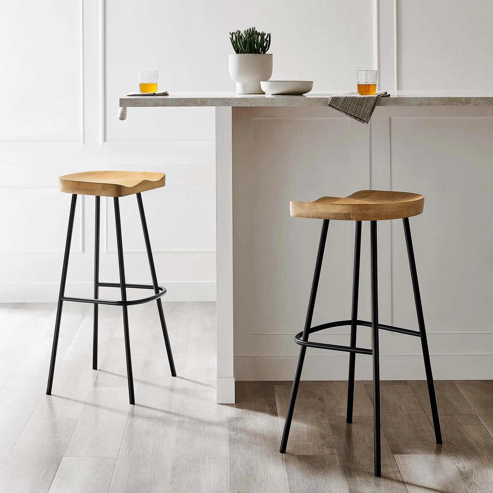 Concord Backless Wood Bar Stools - Set of 2 By Modway - EEI-6742