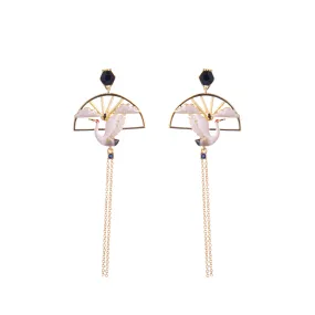 CRANE AND SUNRISE DANGLE EARRINGS