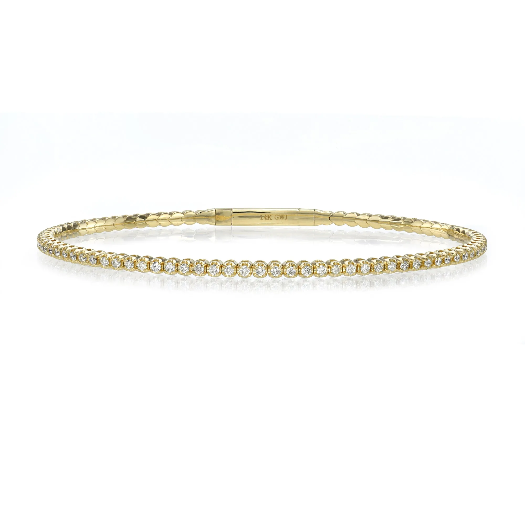 Crown Set Diamond Flexible Bangle