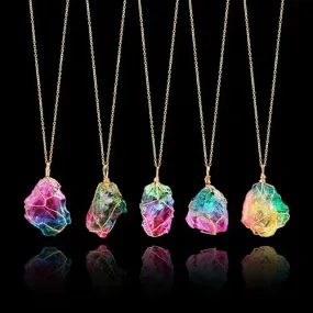 Crystal Necklace | Rainbow Quartz | Wire Wrapped | Jewelry | Healing Crystal | Gift