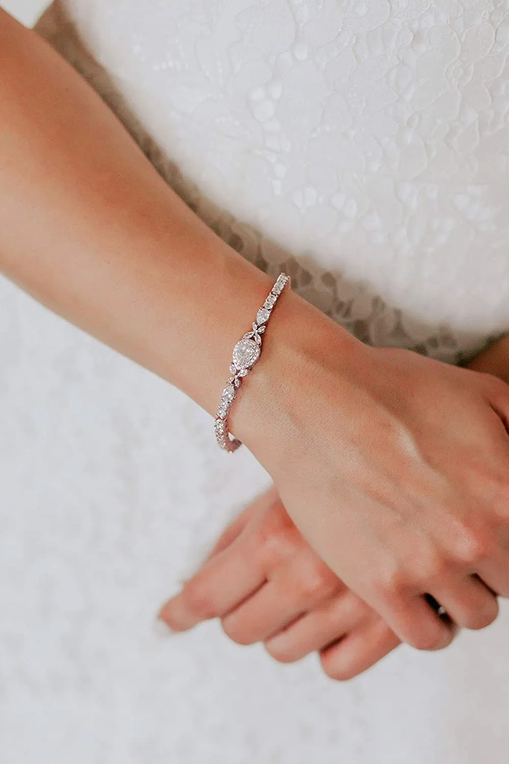 Cubic Zirconia Teardrop Tennis Bracelets