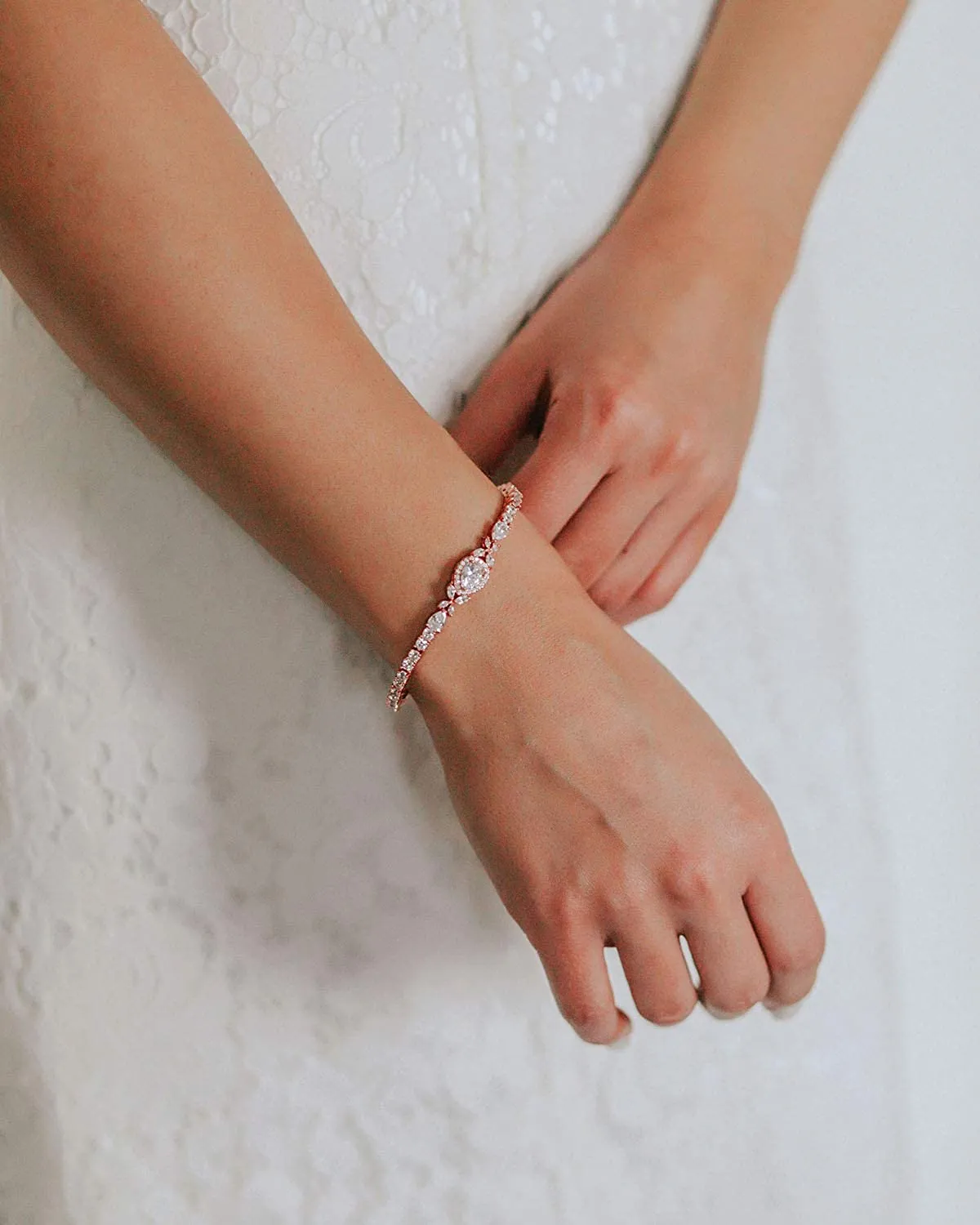 Cubic Zirconia Teardrop Tennis Bracelets