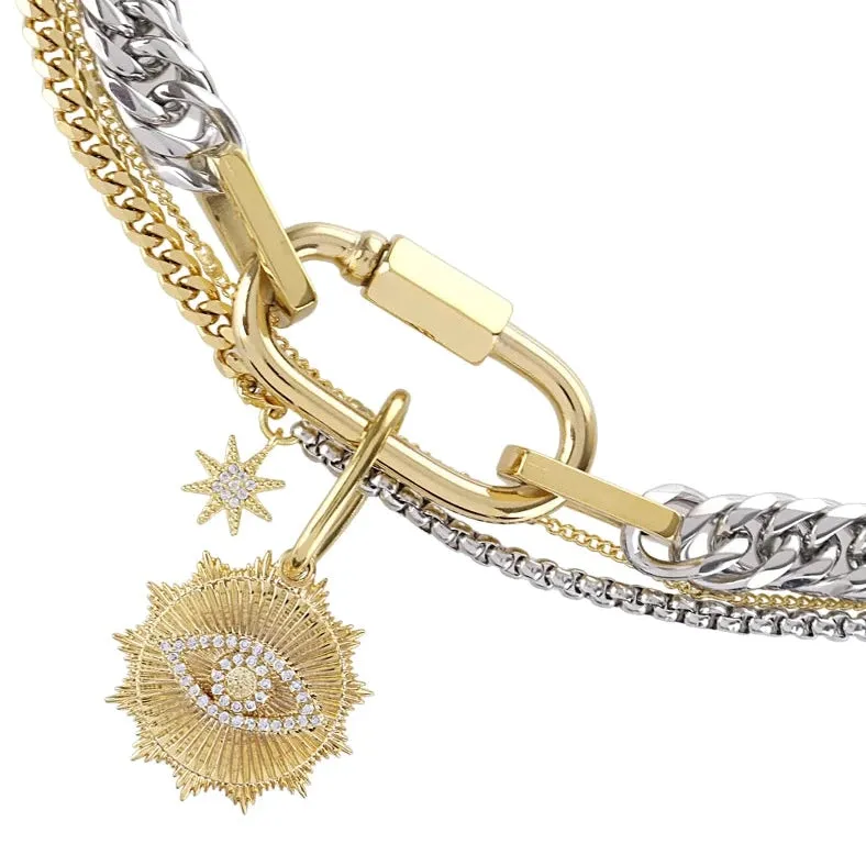 Double Chain, Double Charm, Double Color Necklace