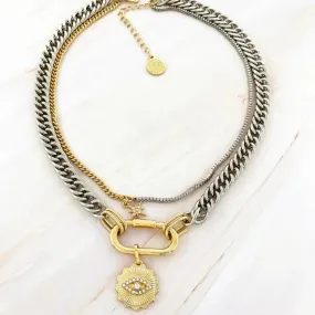 Double Chain, Double Charm, Double Color Necklace