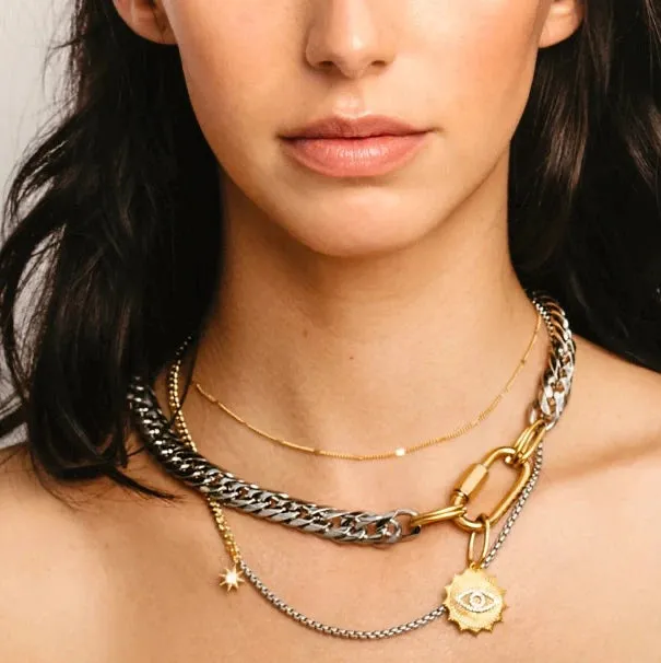 Double Chain, Double Charm, Double Color Necklace