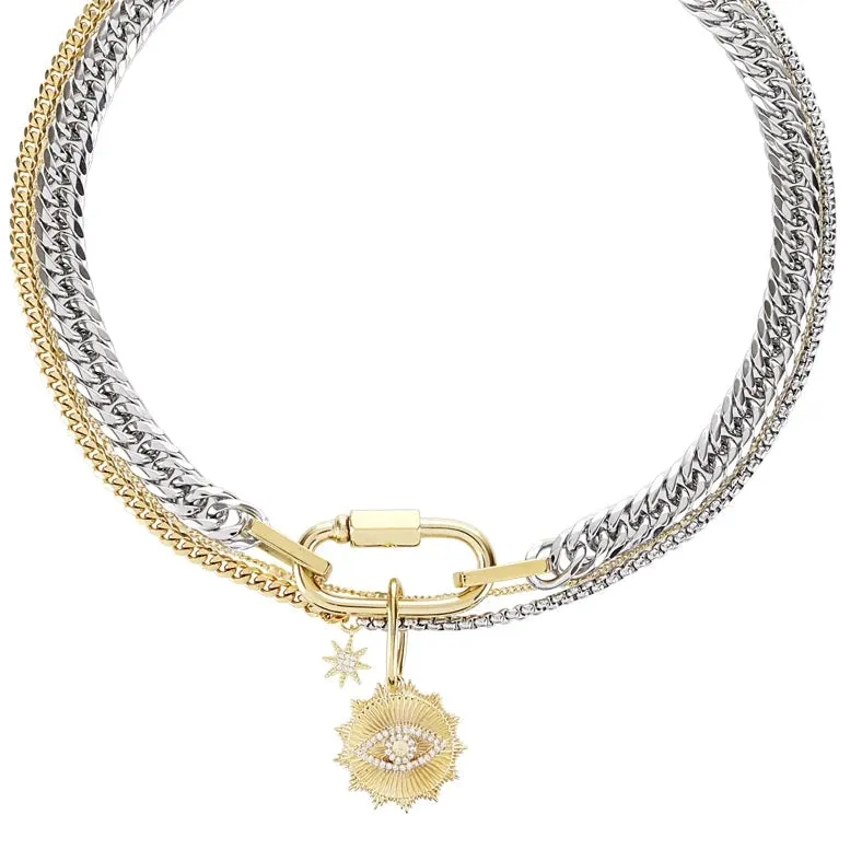 Double Chain, Double Charm, Double Color Necklace