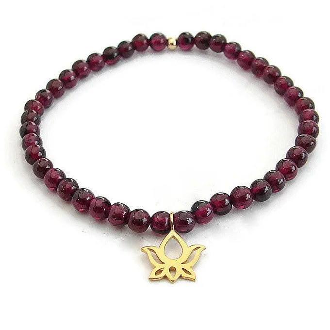 Dreamer Bracelet Stack | OM | Lotus | Garnet, Smokey Quartz, Labradorite | Yoga Jewelry