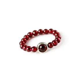 Elegant Sterling Silver Garnet Ring - Valentine's Day Graduation Jewelry