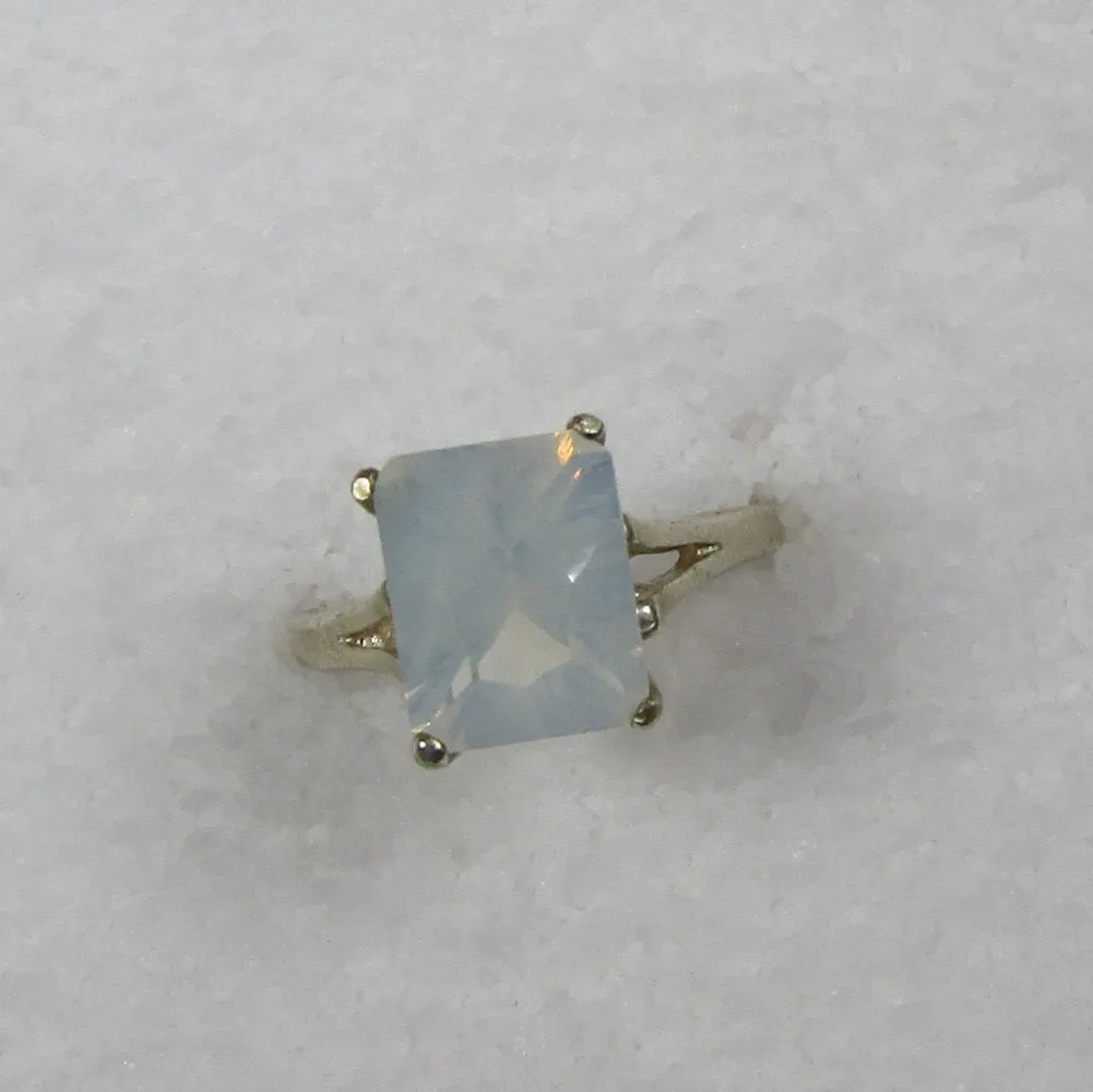 Emerald Cut Blue Moon Quartz Right Hand  Ring