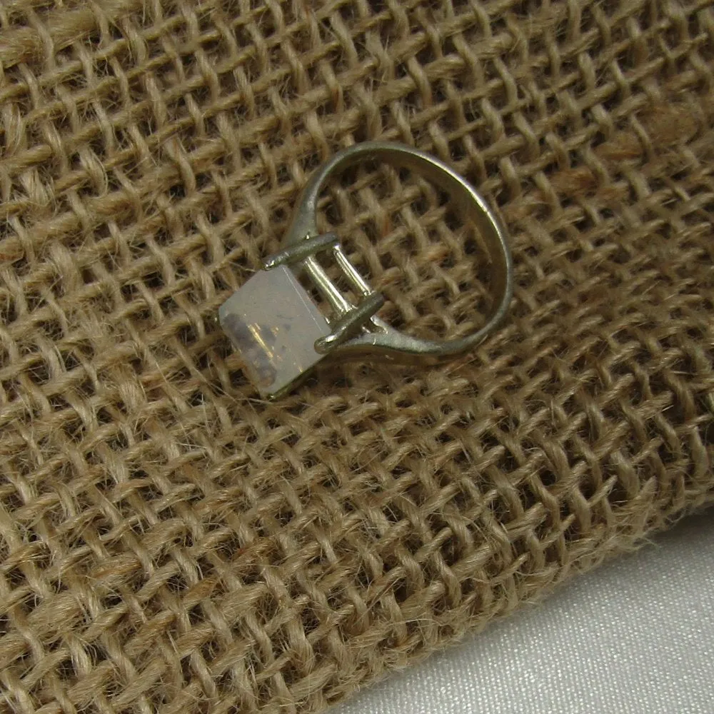 Emerald Cut Blue Moon Quartz Right Hand  Ring