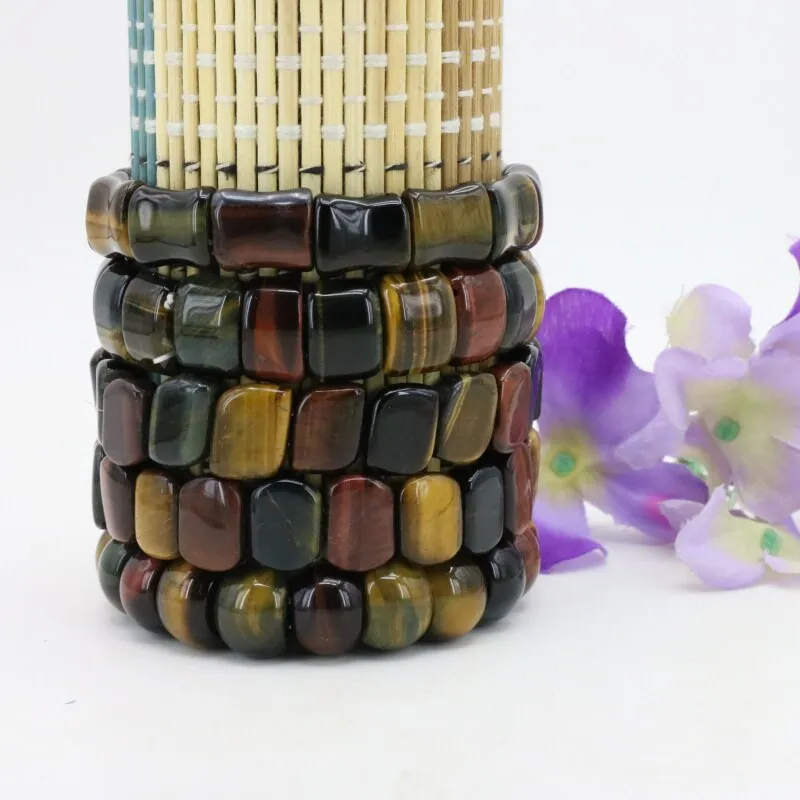 Energy Multicolor tiger stone elastic bracelet DIY stone multi elements