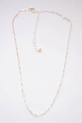 Flat Link Silver Accent Necklace
