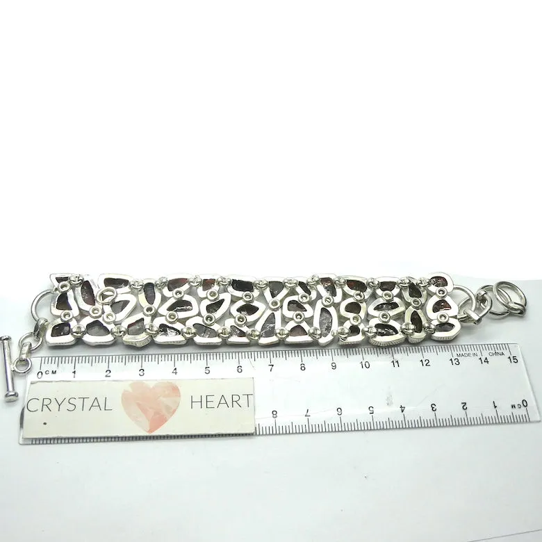 Garnet Bracelet, Gemmy Raw Nuggets in Wide Band, 925 Silver,