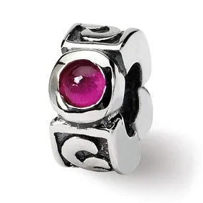 Garnet Charm Bead in Sterling Silver
