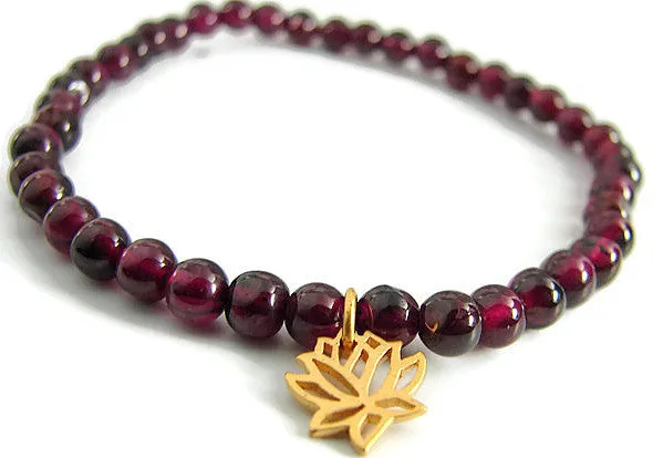 Garnet Lotus Bracelet  | Love Beauty | Yoga Jewelry