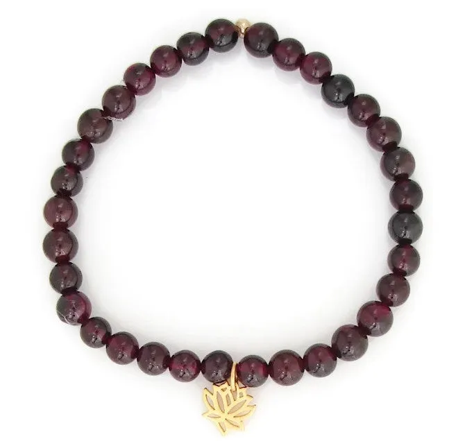 Garnet Lotus Bracelet  | Love Beauty | Yoga Jewelry