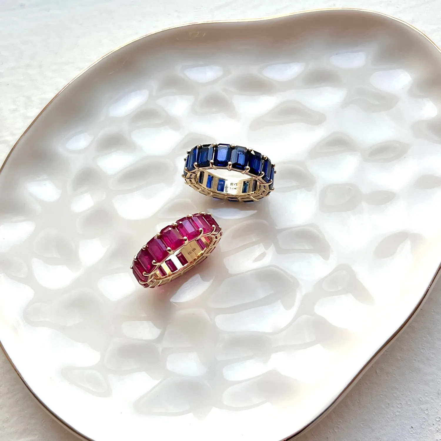Genuine Ruby Emerald Cut Eternity Ring