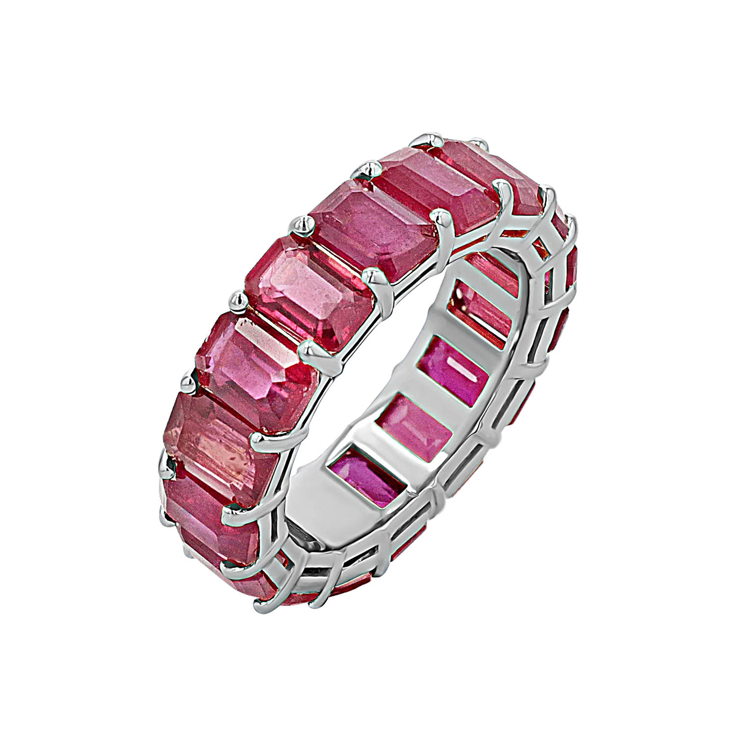 Genuine Ruby Emerald Cut Eternity Ring
