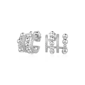 GIFU QUAD HOOP EARRINGS - WHITE GOLD