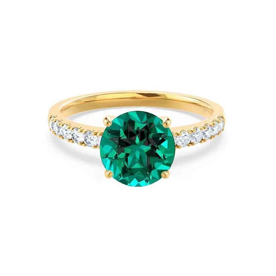 GISELLE - Chatham® Emerald & Diamond 18k Yellow Gold Ring