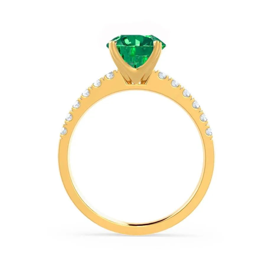 GISELLE - Chatham® Emerald & Diamond 18k Yellow Gold Ring