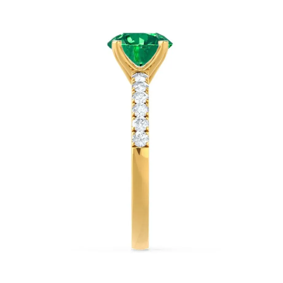 GISELLE - Chatham® Emerald & Diamond 18k Yellow Gold Ring