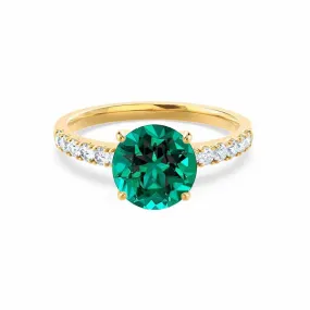 GISELLE - Chatham® Emerald & Diamond 18k Yellow Gold Ring