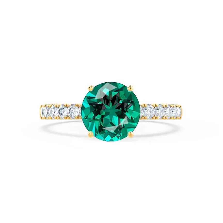 GISELLE - Chatham® Emerald & Diamond 18k Yellow Gold Ring