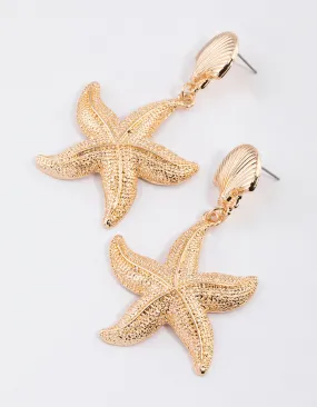 Gold Bold Starfish Earrings