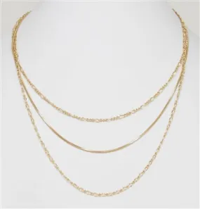 Gold Dainty Chain Triple Layered 16"-20" Necklace