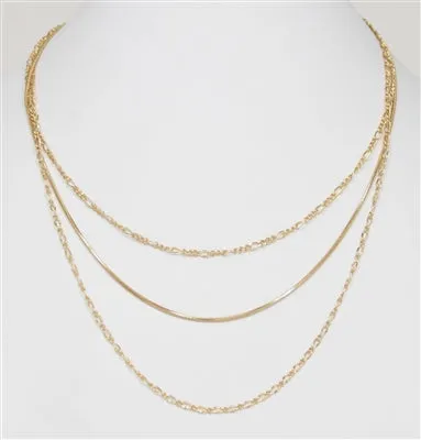 Gold Dainty Chain Triple Layered 16"-20" Necklace