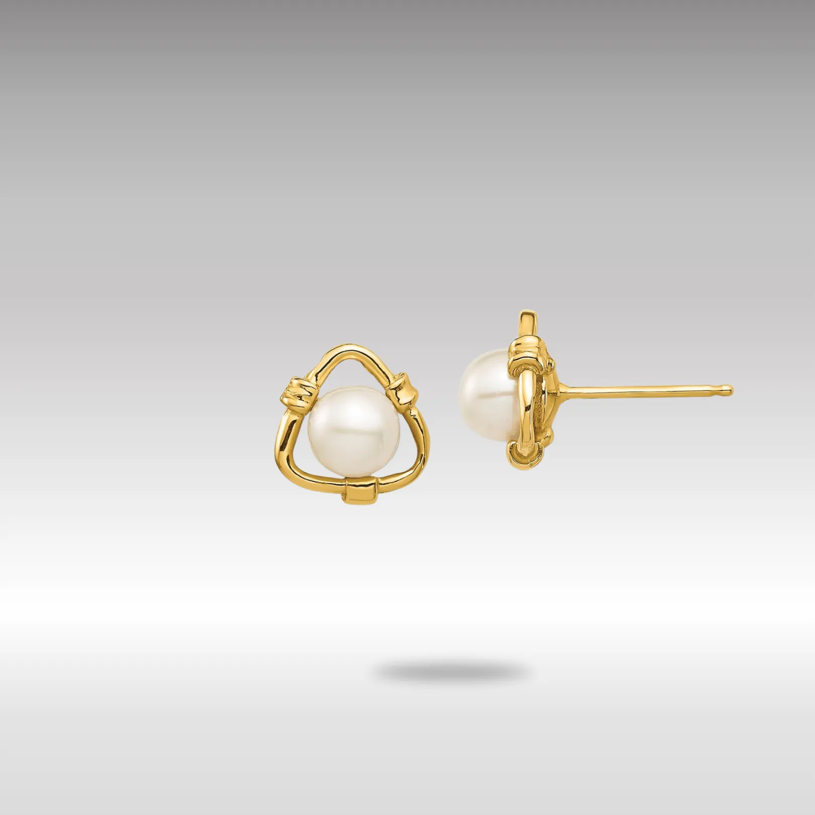 Gold Madi K 4-5mm White Button Freshwater Cultured Pearl Stud Earrings - Model SE2952