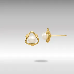 Gold Madi K 4-5mm White Button Freshwater Cultured Pearl Stud Earrings - Model SE2952