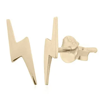 Gold Plated Lightning Strike Stud Earrings