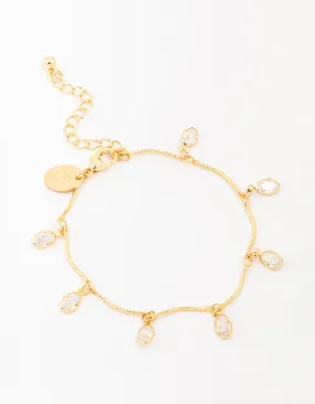 Gold Plated Vine Crystal Charm Bracelet