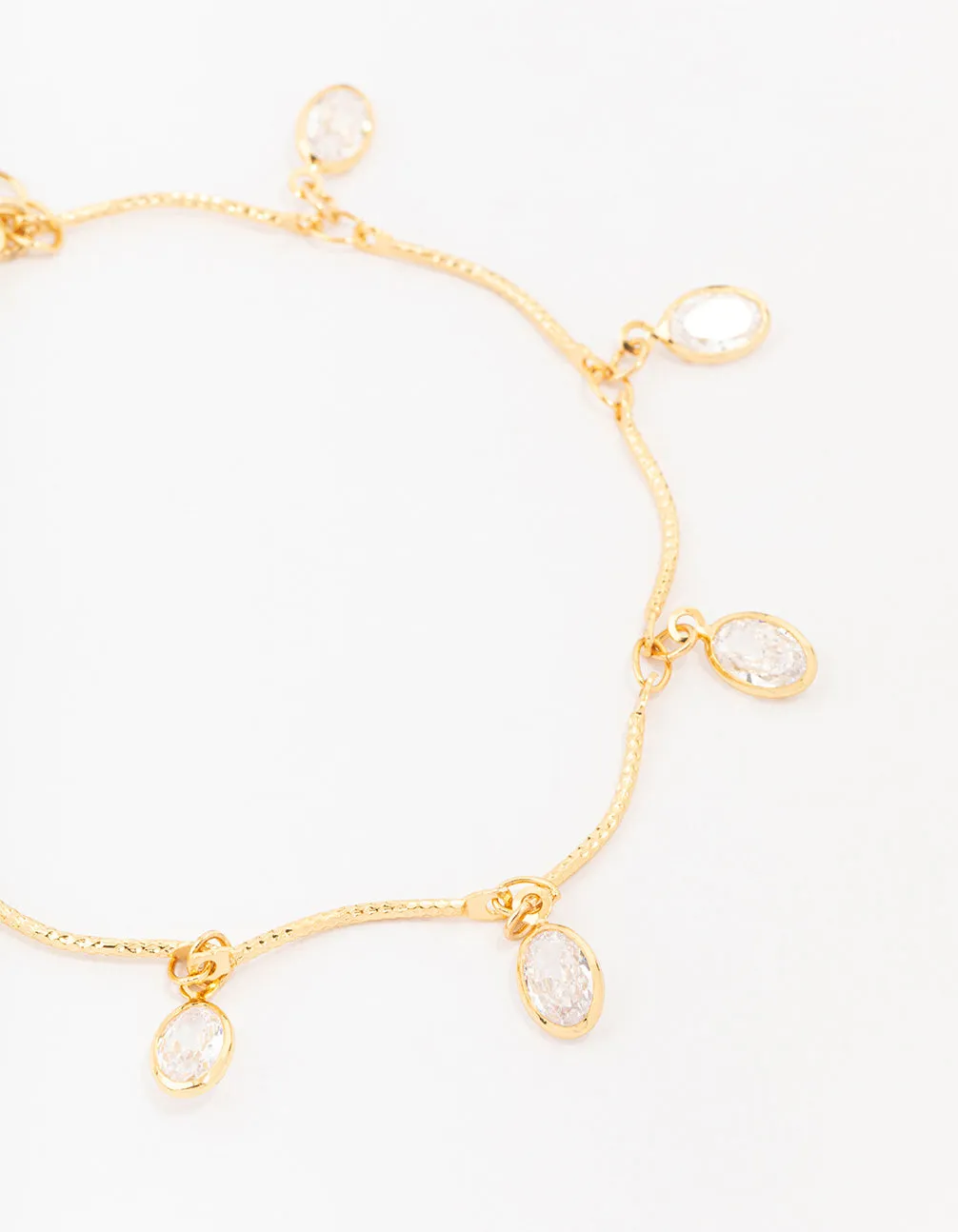 Gold Plated Vine Crystal Charm Bracelet