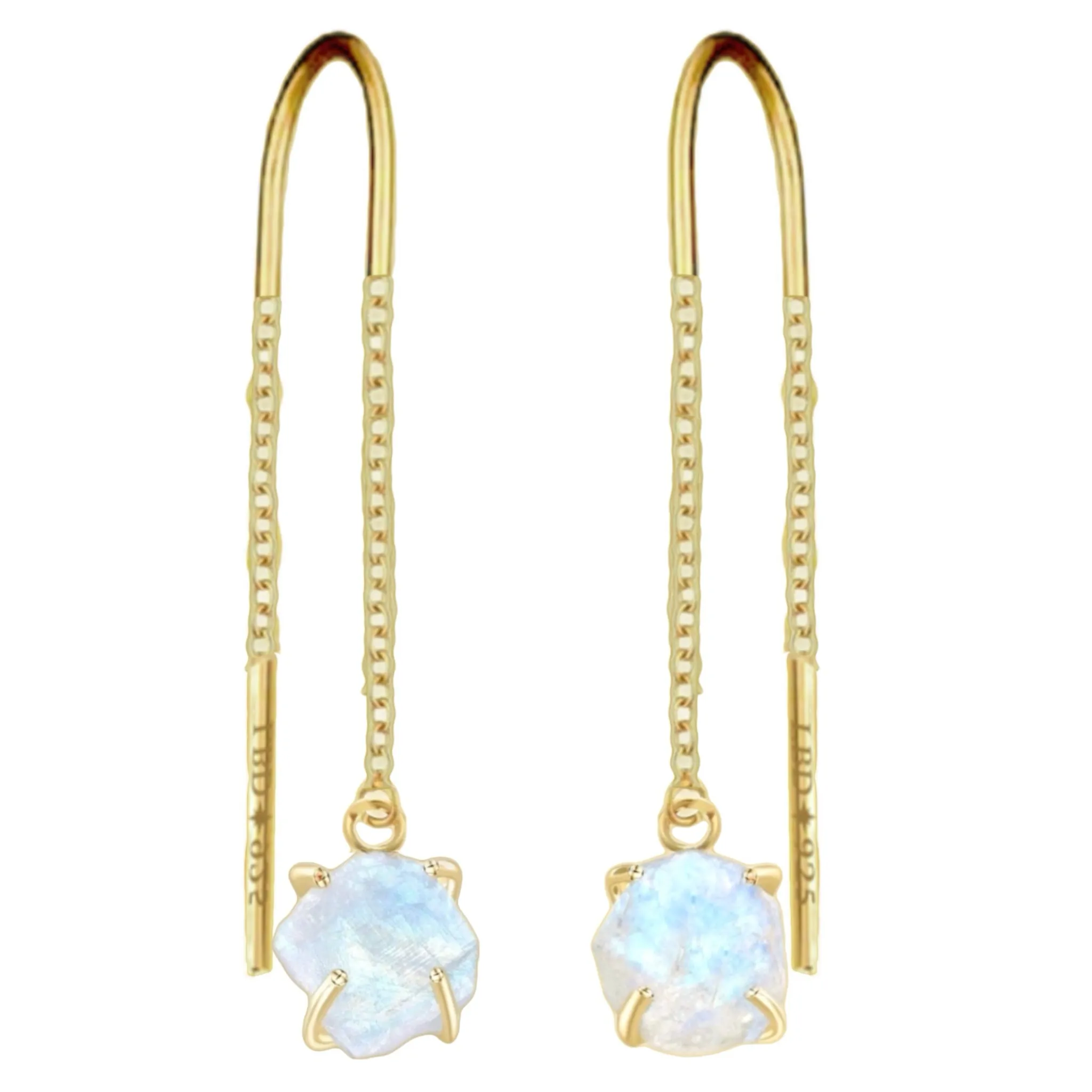 Gold Raw Moonstone Threader Earrings