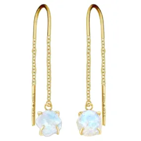Gold Raw Moonstone Threader Earrings