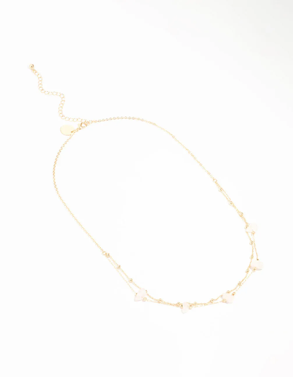 Gold Semi Precious Clear Quartz Chip Necklace