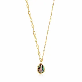 Gold Tidal Abalone Mixed Link Necklace