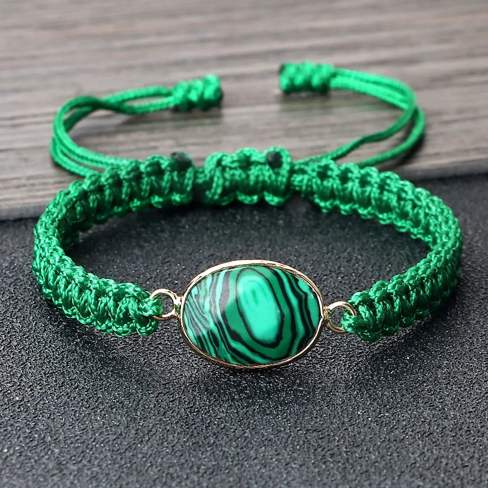 Green Malachite Stone Pendant Prayer Bracelets For Women Men