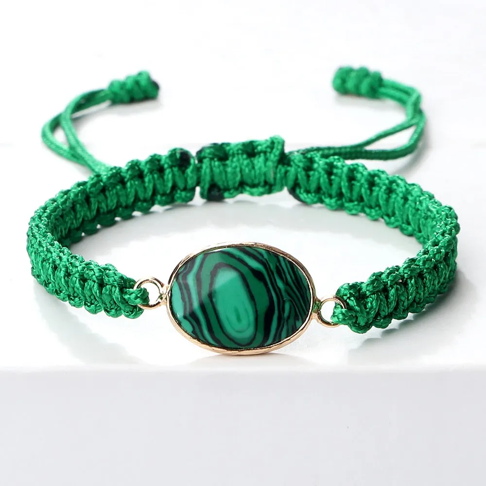 Green Malachite Stone Pendant Prayer Bracelets For Women Men