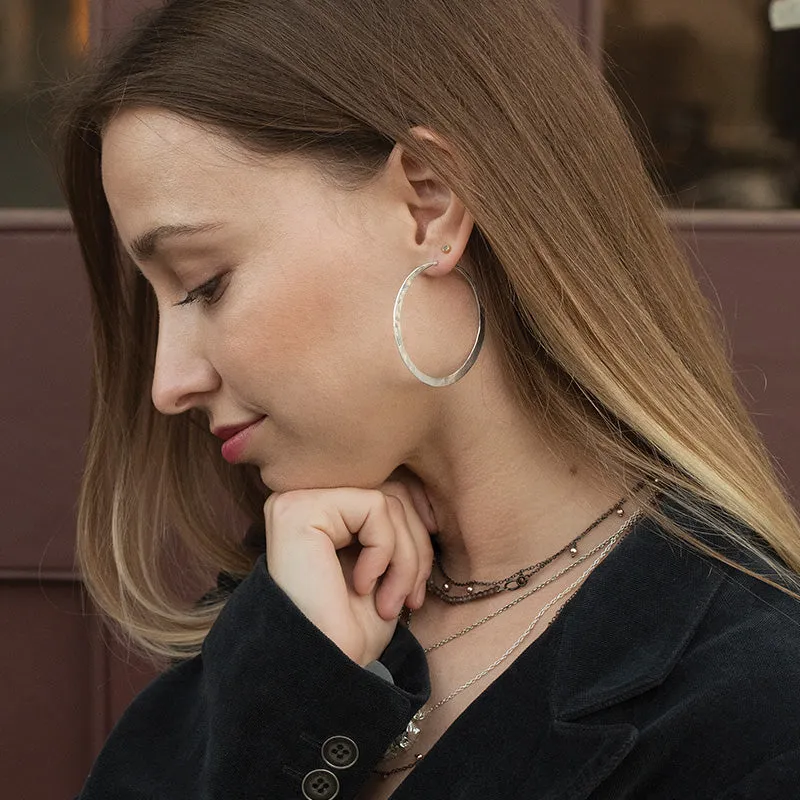 Hammered Hoops in Silver - 2"