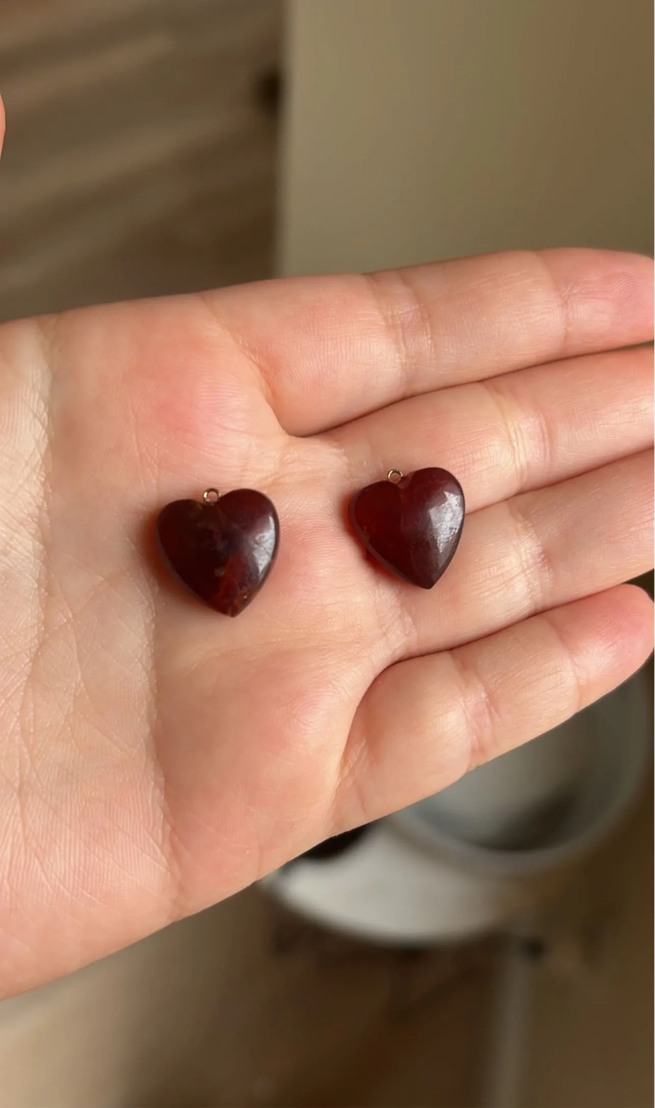 Hand Carved Garnet Heart