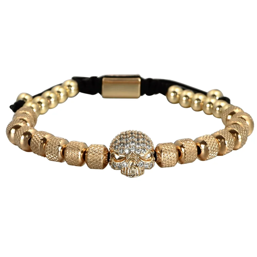 Handmade Bracelet with Micro Pave Skeleton Skull